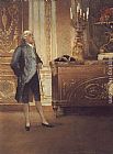 Georges Croegaert Famous Paintings - A Gentleman Waiting in an Interior